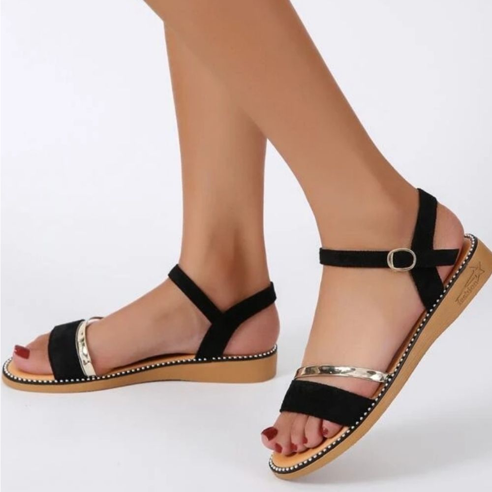 Shein Black Strappy Sandals size 6.5